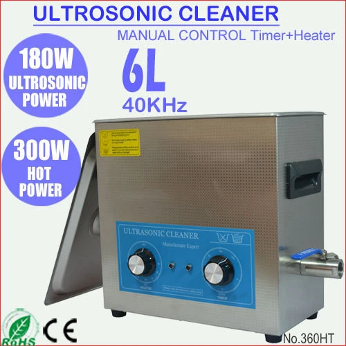 6L Stainless Steel Sonicator Bath Manual Heated Ultrasonic Cleaner