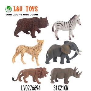 6&quot; PVC plastic cartoon forest wild animal safari figurines animal toys for kids