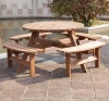 8 Seater Round Outdoor Garden Wooden Picnic Table