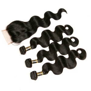 8A grade Hair Brazilian body Wave hair bundles with closure 100 Uprocessed remy Virgin hair with 4&quot;4&quot; lace closure