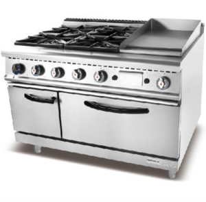 900 Gas range 4-burner stove &amp; lava rock grill &amp; oven Cabinet
