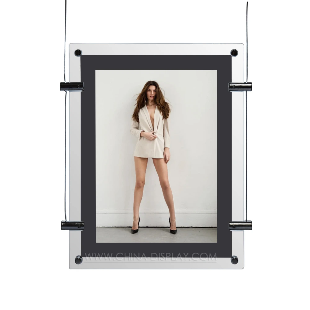 A4 hanging window display double side crystal led light box for real estate -side hanging-with clear border
