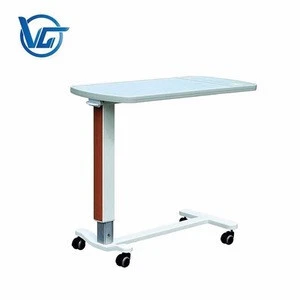 Adjustable height hospital bed dining table side table