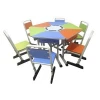 Adjustable trapezoid student table &amp; chair Combinable school desk and chair for group learning