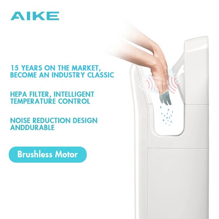 AIKE AK2006H China High Quality Free Standing ABS Plastic Wall Mounted Automatic Touchless Air Blade Jet Hand Dryer with hepa