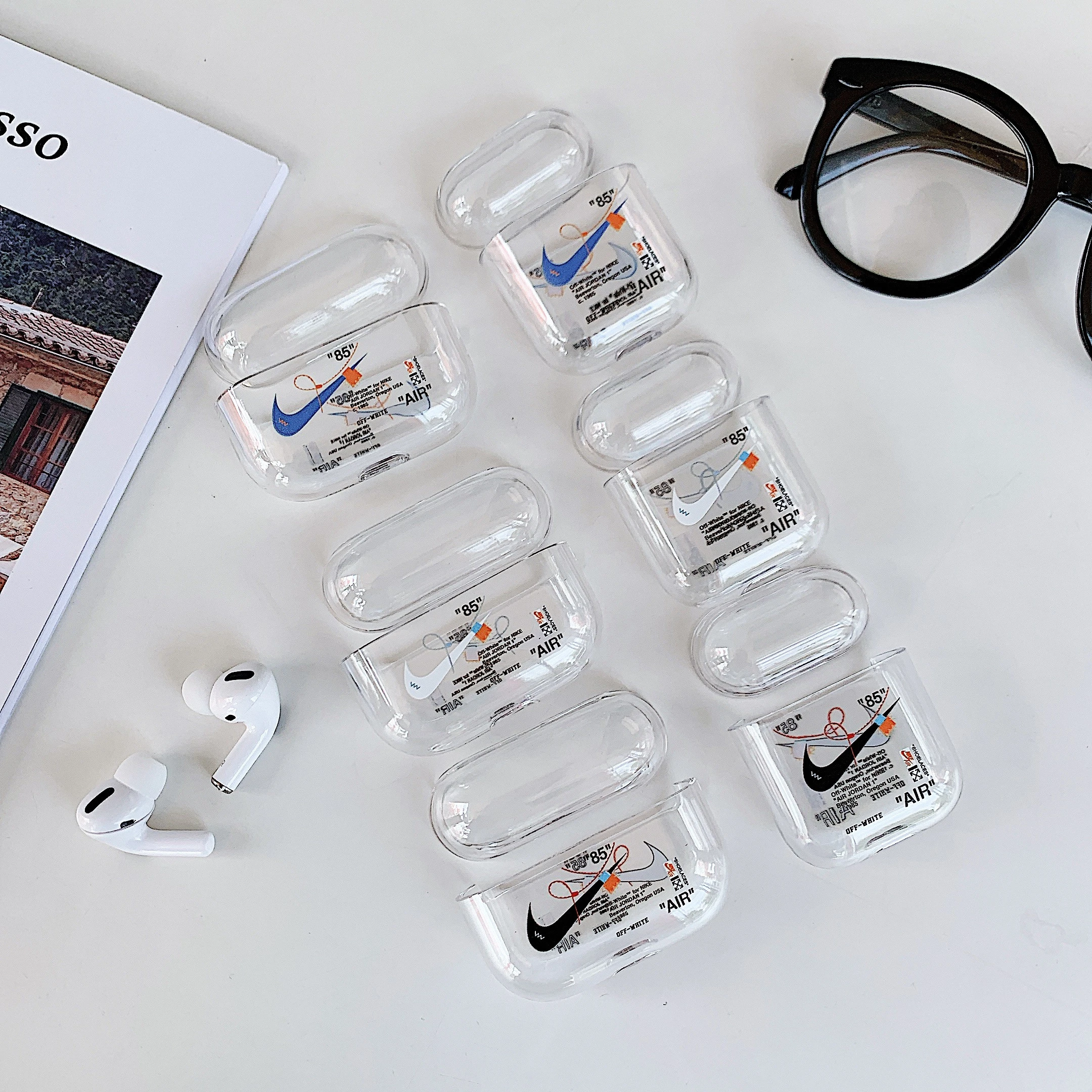 Buy Airpods 1 2 Pro Transparent White Niike Case Sport Pattern Customizable Logo For Apple Airpods 1 2 Pro from Shenzhen Technology Co., Ltd., China | Tradewheel.com