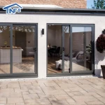 Aluminum Alloy frame tempered glass multiple fans sound heat insulation sliding door for mansion Garden