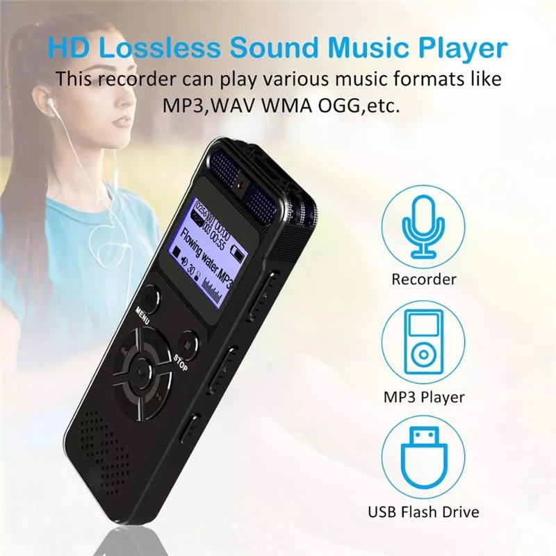 Amazon Hot selling Mini 8GB MP3 Activated Voice Sound Recording Recorder for Lectures/Meetings/Class