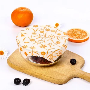 Amazon Hot Selling Reusable natural Beeswax Food Wraps direct factory OEM welcome environmental orange color flower pattern