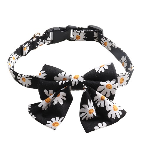 Amigo Fashion Floral Daisy Flower Bowknot Dog Collar Adjustable Breakaway Comfortable Neckties Charms Bowties Pet Collar