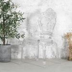 antique french style transparent clear PC plastic round back wedding hotel banquet princess royal chair