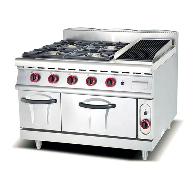 Approval European Portable Mobile Freestanding 6 Burners Gas Cooker Range With Oven