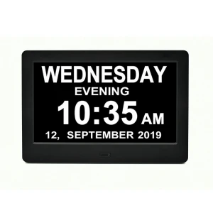 Auto Dim Battery Backup Extra Large letter 7inch Dementia Digital Calendar Day Clock for Memory Loss Seniors