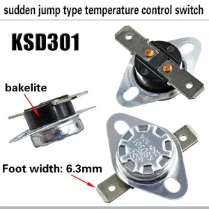 Automatic reset thermostatic home appliances thermal protector 75 degrees Celsius 10A 250V KSD301 temperature control switch