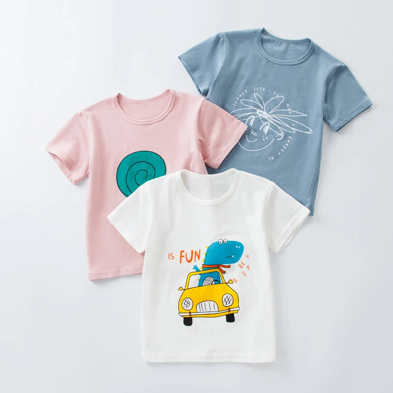 Baby Boys Girls T-Shirt Cotton Tops Tees For Boy Cartoon Print Kids Outwear Children Clothes Tops 2-8 Year Kids Tops Clothes