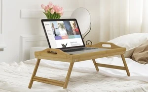 Bamboo Bed Tray Table with Folding Legs