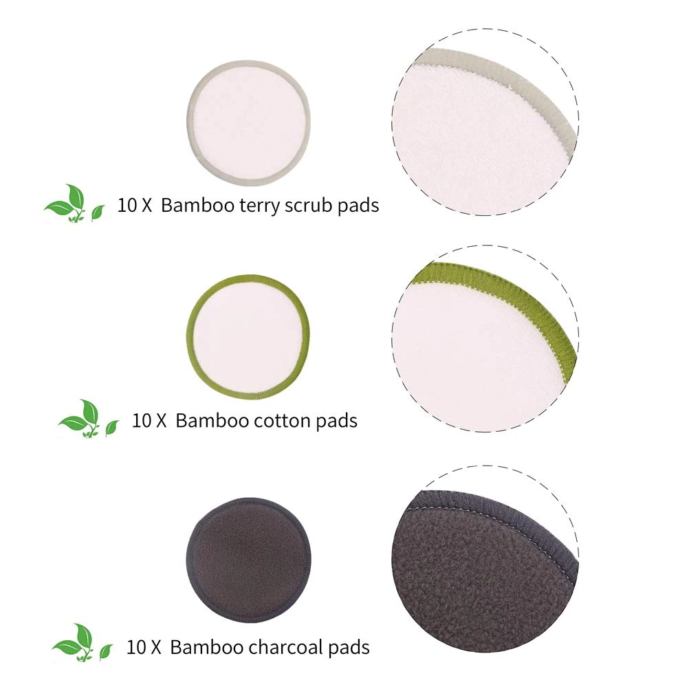 Bamboo Round Cosmetic Makeup MakeUp Eco Friendly Organic Biodegradable Cotton Reusale bamboo Remover Pads Washable