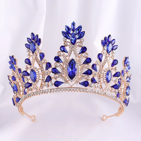 Buy Baroque Bride Crown Ball Beauty Pageant Blue Red Green Headdress ...