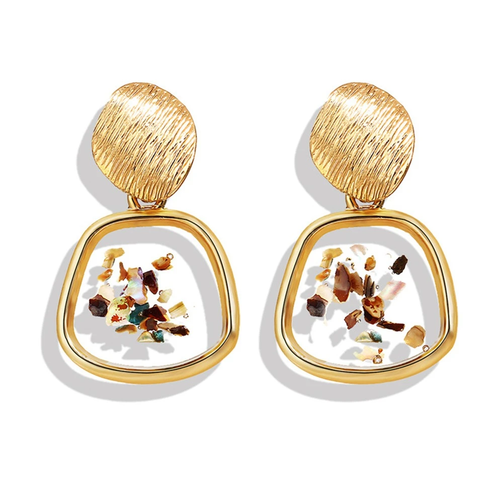 Baroque Geometric Irregularity Drop Earrings Fashion Creative Acrylic Shell Stud Earring Jewelry Christmas Gift