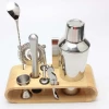 barware tool gift set Metal stainless steel cocktail shaker set with wood stand
