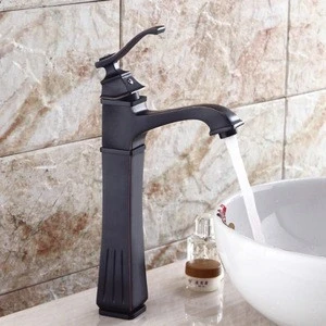 Bathroom accessories good quality black basin faucet, chrome finished brass long length faucet taps