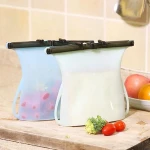 Biodegradable Reusable Silicone Kitchen Zip Storage Bags For Keep Food Fresh