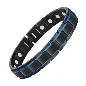 Black Blue Plated Arthritis Magnetic Stainless Steel Bracelets