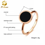 Black enamel stainless steel ring wholesale hand rose gold charm little finger rings and bracelet jewelry set