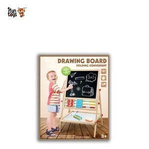 blackboard with clock Abacus  Magnetic wooden Drawing board Double side vertical multi purpose easel for kids