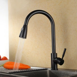 Black/Chrome Kitchen Sink Tap 304 Stainless steel Pull Out Kitchen Faucet