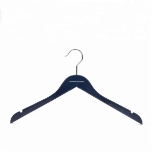 blue garment customized logo cloth hanger rack with chrome hook