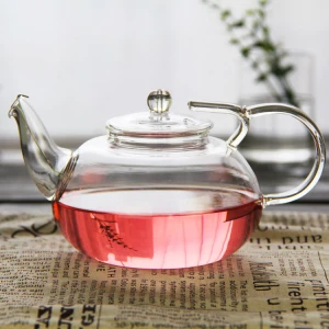 Borosilicate glass heat-resistant Beauty shape creative handle flower tea pot set pyrex glass tea pot