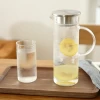 borosilicate Glass water jug carafe  heat resistant Glass water pitcher  with stainless steeel lid