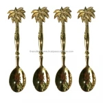 Brass Short Bar Spoon With Brass Embossed Star Ended Handmade Handle Bar Accessories