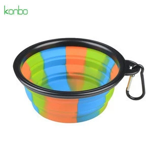 Camouflage silicone collapsible travel cereal ice cream ramen baby fish noodle fruit soup mixing pet salad slow feed dog bowl