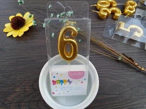 Candle Factory Hot selling Metallic Color Number Cake Candle for Birthday Decoration