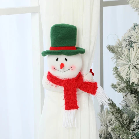 Cartoon Snowman Christmas Wind Curtain Strap Creative Woven Curtain Decoration with Cross-Border Stock Design Features