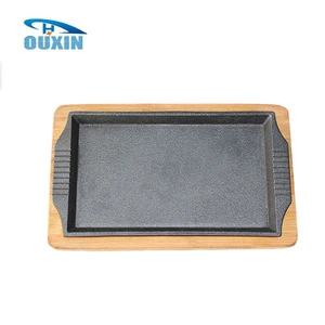 Cast iron Pre-seasoned Rectangle Hot Plate for Steak/BBQ Grill