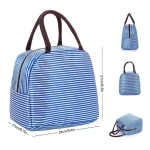 Casual striped picnic bag Oxford cloth thermal insulation portable folding waterproof lunch bag ladies ladies cosmetic bag