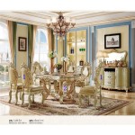 Champagne gold 2.0M dinning table and chairs set hot sale fashion  luxury dining room furniture sets solid wooden with designs