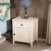 Children&#39;s Bedroom Furniture Nightstand Bedside Table with One Drawer and Door Cabinet (White)
