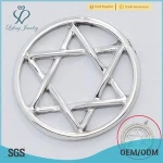 China factory price pure zinc alloy plates, star shape clear glass window plates fit fot 30mm lockets