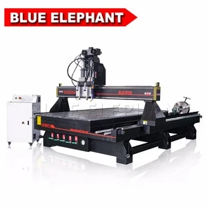 China Pneumatic System Double Spindle 1530 4 Axis Cnc Router Machine in Shandong with Routary Device