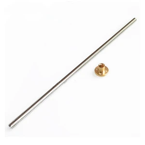 China supplier 20mm lead screw 4mm pitch trapezoidal lead screw with flanged brass nut