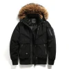 China supplier winter warm multi-pocket padded jacket fur hooded goose mens coat jacket