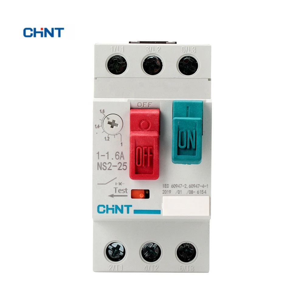 CHNT NS2-25 1-1.6A Motor Protection Circuit Breaker 3P Three Phase Thermal Magnetic MPCB Manual Motor Starter