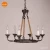 Import classic 6-lights decorative rustic iron chandelier farmhouse jute rope pole pendant light from China