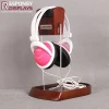 Clear Acrylic And Birch Headphone Tabletop Display Stand Wooden Earphone Holder