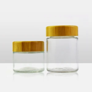 Clear Glass Jar with Bamboo Wood Child Proof Lid