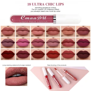 CMAADU 3ZZ 3 Color Set Matte Non-Stick Cup Waterproof Lipstick Long Lasting Lip Gloss